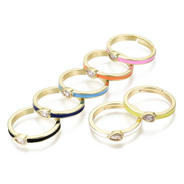 PandaHall Adjustable Brass Micro Pave Clear Cubic Zirconia Finger Rings, with Enamel, Nickel Free, Teardrop, Real 16K Gold Plated, Mixed..., Multicolor
PandaHall Adjustable Brass Micro Pave Clear Cubic Zirconia Finger Rings, with Enamel, Nickel Free, Teardrop, Real 16K Gold Plated, Mixed..., Multicolor
