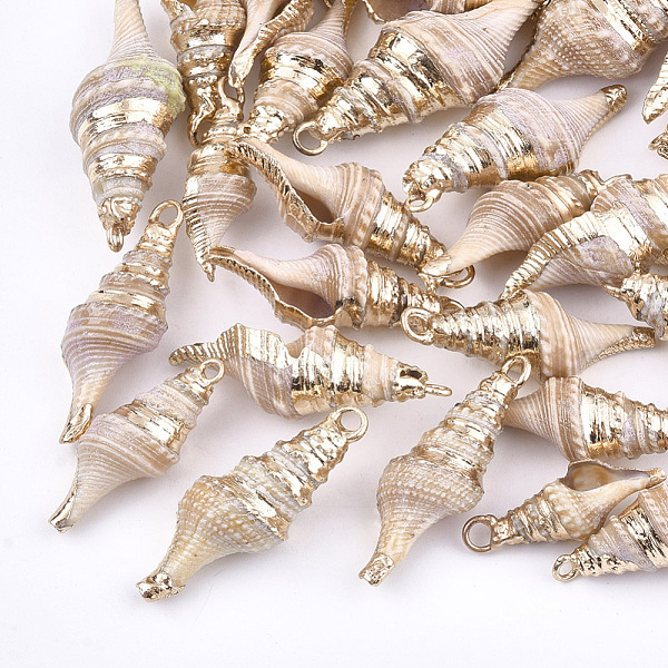 PandaHall Electroplate Spiral Shell Pendants, with Iron Findings, Light Gold, PeachPuff, 24~44.5x9~14x9~12mm, Hole: 2mm Spiral Shell Others..., Brown
PandaHall Electroplate Spiral Shell Pendants, with Iron Findings, Light Gold, PeachPuff, 24~44.5x9~14x9~12mm, Hole: 2mm Spiral Shell Others..., Brown