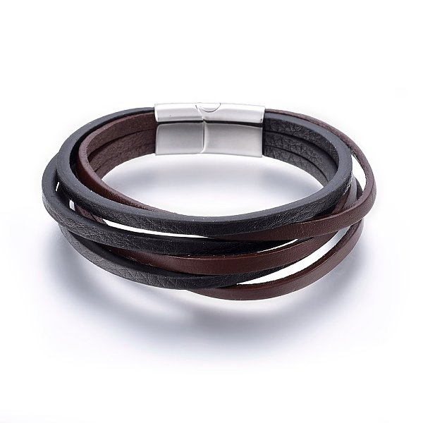 PandaHall Leather Cord Multi-strand Bracelets, with 304 Stainless Steel Magnetic Clasps, Rectangle, Stainless Steel Color, 8-5/8 inch(22cm)...
PandaHall Leather Cord Multi-strand Bracelets, with 304 Stainless Steel Magnetic Clasps, Rectangle, Stainless Steel Color, 8-5/8 inch(22cm)...