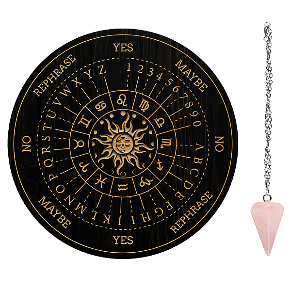 PandaHall AHANDMAKER 7.8" Witch Pendulum Board, Wooden Dowsing Planchette with Rose Quartz Crystal Dowsing Pendulums Witchcraft Divination...
PandaHall AHANDMAKER 7.8" Witch Pendulum Board, Wooden Dowsing Planchette with Rose Quartz Crystal Dowsing Pendulums Witchcraft Divination...