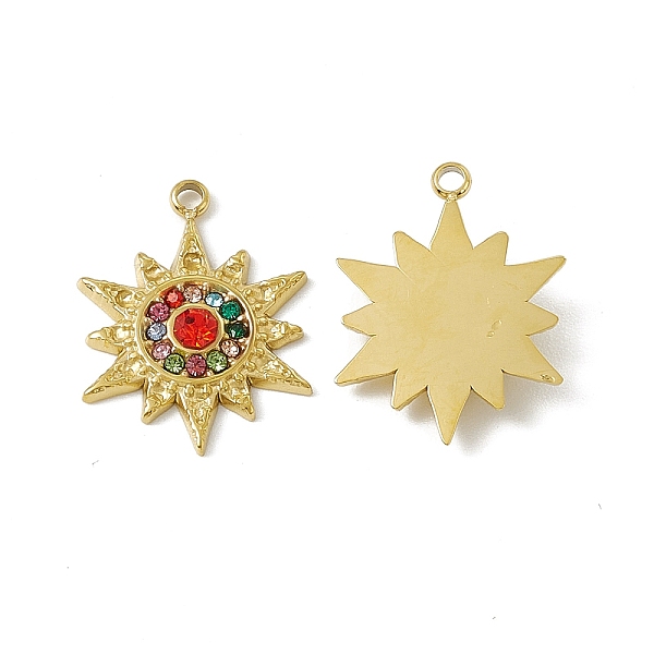 PandaHall Vacuum Plating 201 Stainless Steel Pendants, Colorful Rhinestone Sun Charms, Real 18K Gold Plated, 18x13.5x2mm, Hole: 1.5mm..., Multicolor
PandaHall Vacuum Plating 201 Stainless Steel Pendants, Colorful Rhinestone Sun Charms, Real 18K Gold Plated, 18x13.5x2mm, Hole: 1.5mm..., Multicolor