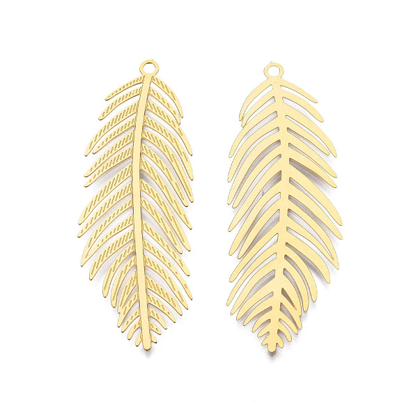 PandaHall 304 Stainless Steel Big Pendants, Etched Metal Embellishments, Leaf, Real 18K Gold Plated, 55.5x19x0.3mm, Hole: 2mm 304 Stainless...
PandaHall 304 Stainless Steel Big Pendants, Etched Metal Embellishments, Leaf, Real 18K Gold Plated, 55.5x19x0.3mm, Hole: 2mm 304 Stainless...