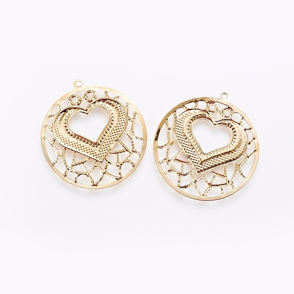 PandaHall Iron Filigree Pendants, Flat Round with Heart, Golden, 28x26x0.5mm, Hole: 1.2mm Iron Flat Round
PandaHall Iron Filigree Pendants, Flat Round with Heart, Golden, 28x26x0.5mm, Hole: 1.2mm Iron Flat Round