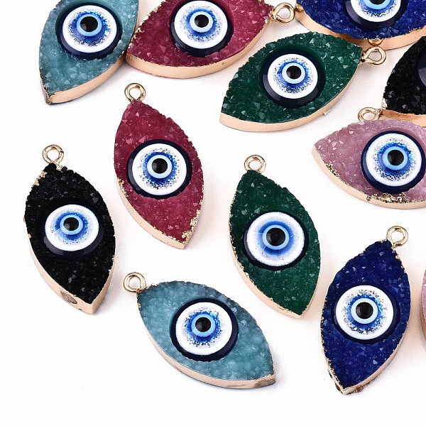 PandaHall Druzy Resin Pendants, with Edge Light Gold Plated Iron Loops, Eye, Mixed Color, 33x15x8mm, Hole: 2mm Iron+Resin Eye Multicolor
PandaHall Druzy Resin Pendants, with Edge Light Gold Plated Iron Loops, Eye, Mixed Color, 33x15x8mm, Hole: 2mm Iron+Resin Eye Multicolor