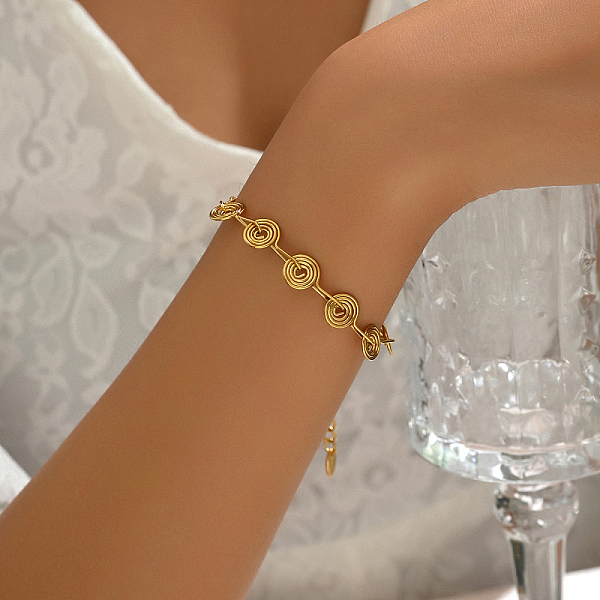 PandaHall Stainless Steel Vortex Link Chain Bracelets for Women, Real 18K Gold Plated Stainless Steel
PandaHall Stainless Steel Vortex Link Chain Bracelets for Women, Real 18K Gold Plated Stainless Steel