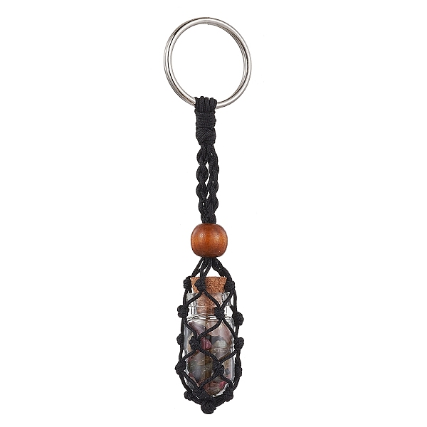 PandaHall Natural Tourmaline Wishing Bottle Keychain, Nylon Cord Macrame Pouch Stone Holder, with Iron Split Key Rings and Wood Bead, 10.5cm...
PandaHall Natural Tourmaline Wishing Bottle Keychain, Nylon Cord Macrame Pouch Stone Holder, with Iron Split Key Rings and Wood Bead, 10.5cm...