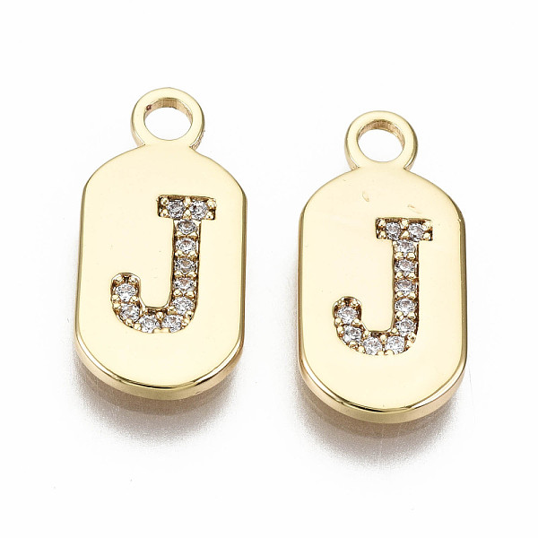 PandaHall Brass Micro Pave Clear Cubic Zirconia Pendants, Nickel Free, Real 18K Gold Plated, Oval with Word, Letter.J, 16x7.5x1.5mm, Hole...
PandaHall Brass Micro Pave Clear Cubic Zirconia Pendants, Nickel Free, Real 18K Gold Plated, Oval with Word, Letter.J, 16x7.5x1.5mm, Hole...