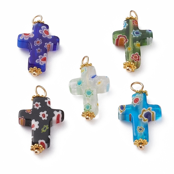 PandaHall Handmade Millefiori Glass Pendants, with Golden Plated Brass Ball Head pins and Alloy Spacer Beads, Cross, Mixed Color..., Multicolor
PandaHall Handmade Millefiori Glass Pendants, with Golden Plated Brass Ball Head pins and Alloy Spacer Beads, Cross, Mixed Color..., Multicolor