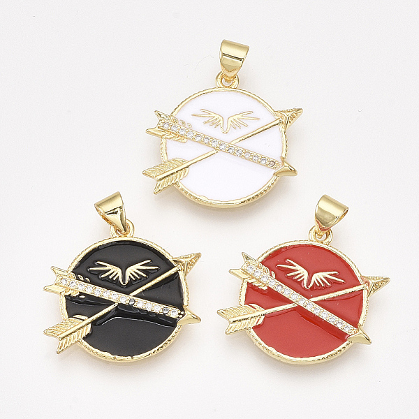 PandaHall Brass Micro Pave Cubic Zirconia Pendants, with Enamel, Flat Round with Arrow, Golden, Mixed Color, 21x22x2.5mm, Hole: 5x3.5mm..., Multicolor
PandaHall Brass Micro Pave Cubic Zirconia Pendants, with Enamel, Flat Round with Arrow, Golden, Mixed Color, 21x22x2.5mm, Hole: 5x3.5mm..., Multicolor