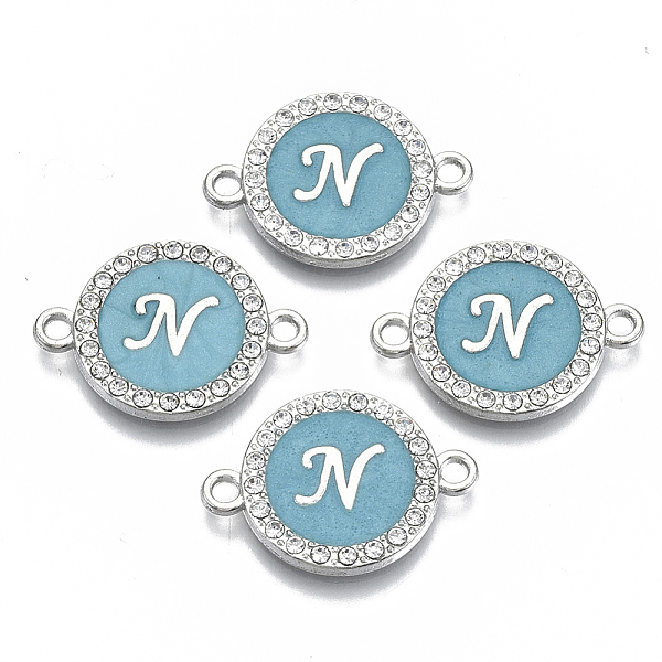 PandaHall Alloy Enamel Links Connectors, with Crystal Rhinestones, Flat Round with Letter, Silver Color Plated, Letter.N, 22x16x2mm, Hole..., Blue
PandaHall Alloy Enamel Links Connectors, with Crystal Rhinestones, Flat Round with Letter, Silver Color Plated, Letter.N, 22x16x2mm, Hole..., Blue
