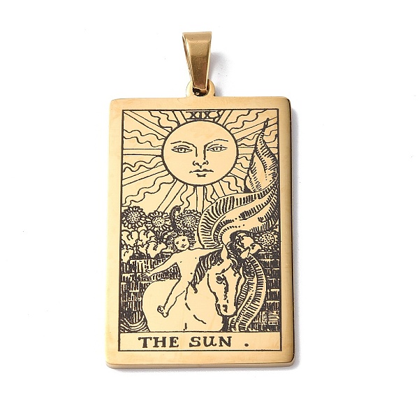 PandaHall 201 Stainless Steel Pendant, Golden, Rectangle with Tarot Pattern, The Sun XIX, 40x24x1.5mm, Hole: 4x7mm 201 Stainless Steel Tarot
PandaHall 201 Stainless Steel Pendant, Golden, Rectangle with Tarot Pattern, The Sun XIX, 40x24x1.5mm, Hole: 4x7mm 201 Stainless Steel Tarot