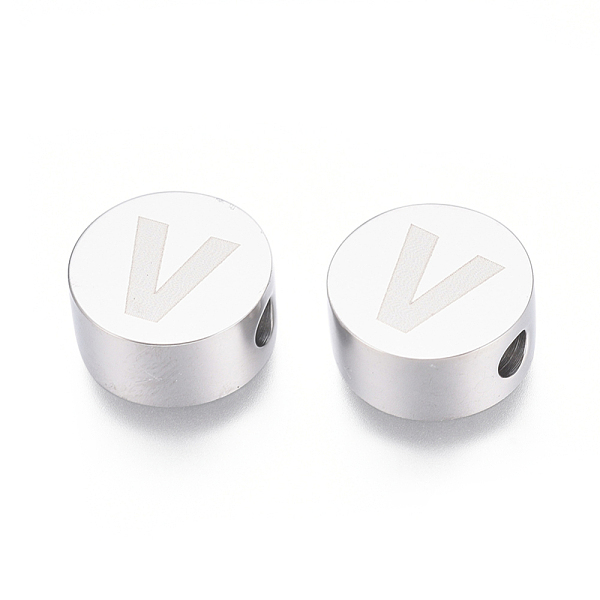 PandaHall 304 Stainless Steel Beads, Flat Round with Letter, Letter.V, 10x4.5mm, Hole: 2mm 304 Stainless Steel Letter V
PandaHall 304 Stainless Steel Beads, Flat Round with Letter, Letter.V, 10x4.5mm, Hole: 2mm 304 Stainless Steel Letter V