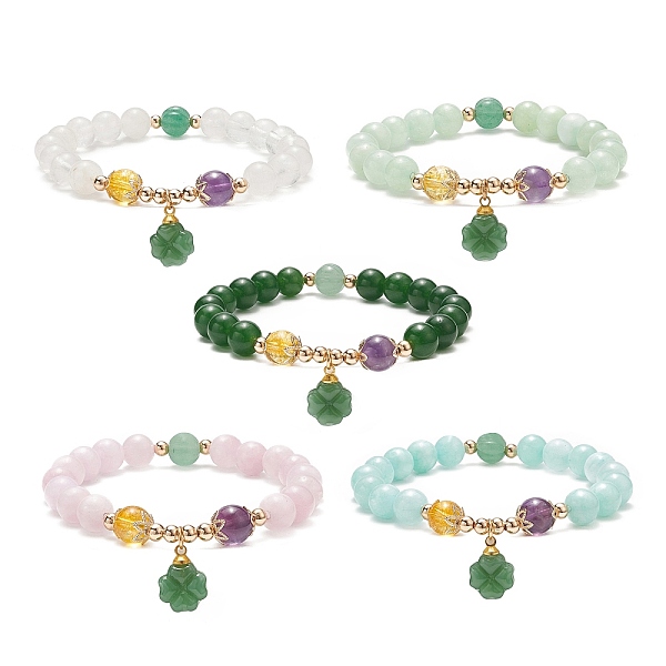 PandaHall Gemstone Round Beaded Stretch Bracelet with Glass Clover Charms for Women, Inner Diameter: 2 inch(5.2cm) Mixed Stone
PandaHall Gemstone Round Beaded Stretch Bracelet with Glass Clover Charms for Women, Inner Diameter: 2 inch(5.2cm) Mixed Stone