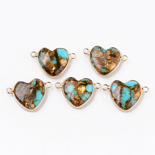 PandaHall Synthetic Gold Line Turquoise Links Connectors, with Light Gold Plated Brass Edge, Dyed, Heart, Turquoise, 20~21x29~30x7~8mm, Hole..., Green
PandaHall Synthetic Gold Line Turquoise Links Connectors, with Light Gold Plated Brass Edge, Dyed, Heart, Turquoise, 20~21x29~30x7~8mm, Hole..., Green