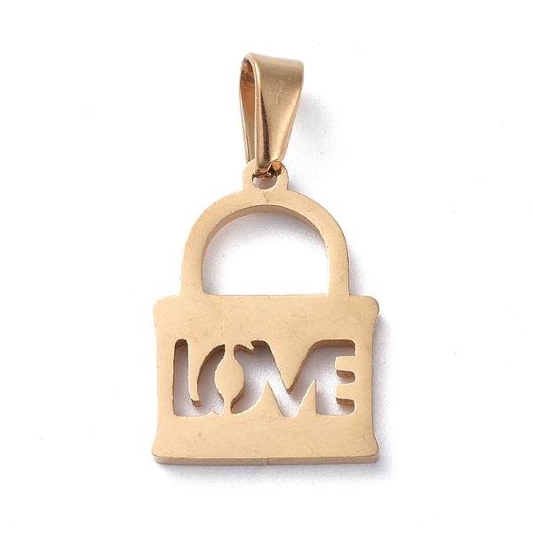 PandaHall 304 Stainless Steel Pendants, Padlock with Word LOVE, Golden, 17x12x1.5mm, Hole: 6x3mm 304 Stainless Steel Lock
PandaHall 304 Stainless Steel Pendants, Padlock with Word LOVE, Golden, 17x12x1.5mm, Hole: 6x3mm 304 Stainless Steel Lock