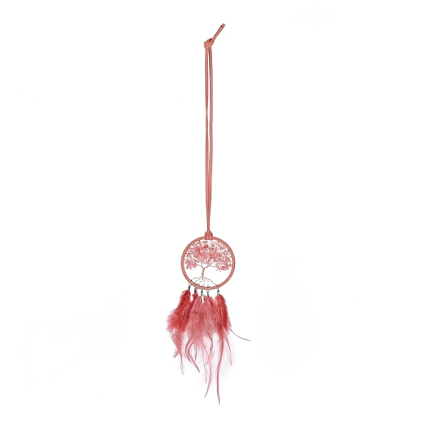 PandaHall Iron Woven Web/Net with Feather Pendant Decorations, & Cherry Quartz Glass Tree of Life Hanging Ornament, with Plastic Beads, Flat..., Red
PandaHall Iron Woven Web/Net with Feather Pendant Decorations, & Cherry Quartz Glass Tree of Life Hanging Ornament, with Plastic Beads, Flat..., Red