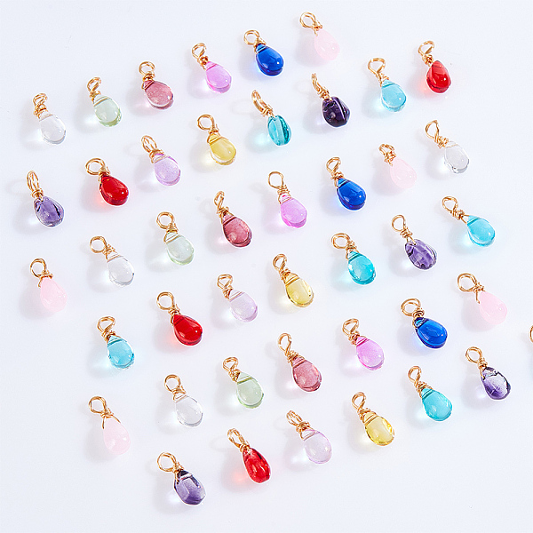 PandaHall 12Pcs 12 Color Glass Charms, with Light Gold Copper Wire Wrapped Findings, Teardrop Charms, Mixed Color, 13x6x5mm, Hole: 2.5mm..., Multicolor
PandaHall 12Pcs 12 Color Glass Charms, with Light Gold Copper Wire Wrapped Findings, Teardrop Charms, Mixed Color, 13x6x5mm, Hole: 2.5mm..., Multicolor