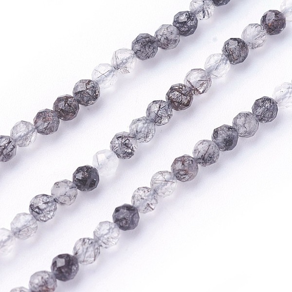 PandaHall Natural Black Rutilated Quartz Beads Strands, Faceted, Round, Black, 3~3.5mm, Hole: 0.5mm, about 115~130pcs/strand, 14.5~16.1 inch...
PandaHall Natural Black Rutilated Quartz Beads Strands, Faceted, Round, Black, 3~3.5mm, Hole: 0.5mm, about 115~130pcs/strand, 14.5~16.1 inch...
