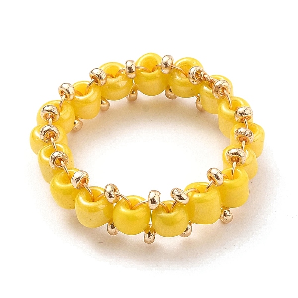 PandaHall Round Glass Seed Beaded Finger Rings, with Real 18K Gold Plated Copper Wire, Yellow, US Size 10 3/4(20.3mm) Glass Yellow
PandaHall Round Glass Seed Beaded Finger Rings, with Real 18K Gold Plated Copper Wire, Yellow, US Size 10 3/4(20.3mm) Glass Yellow