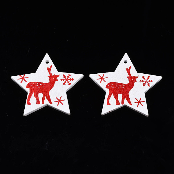 PandaHall Christmas Theme Spray Painted Wood Pendants, Single-Sided Printed, Star with Reindeer/Stag, White, 47x49x2.5mm, Hole: 2mm Wood...
PandaHall Christmas Theme Spray Painted Wood Pendants, Single-Sided Printed, Star with Reindeer/Stag, White, 47x49x2.5mm, Hole: 2mm Wood...