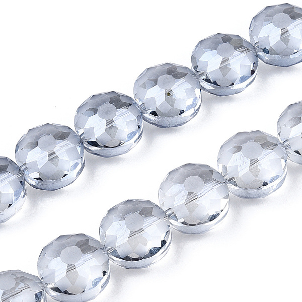 PandaHall Electroplate Glass Beads Strands, Frosted, Rainbow Plated, Faceted, Flat Round, Light Steel Blue, 14x8~10mm, Hole: 1.5mm, about..., Clear
PandaHall Electroplate Glass Beads Strands, Frosted, Rainbow Plated, Faceted, Flat Round, Light Steel Blue, 14x8~10mm, Hole: 1.5mm, about..., Clear