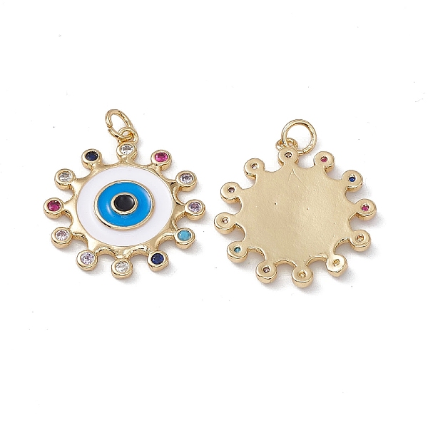 PandaHall Brass Colorful Cubic Zirconia Pendants, with Jump Ring, Sun with Enamel Eye Charms, Real 18K Gold Plated, 25x23x2.5mm, Hole: 3mm..., White
PandaHall Brass Colorful Cubic Zirconia Pendants, with Jump Ring, Sun with Enamel Eye Charms, Real 18K Gold Plated, 25x23x2.5mm, Hole: 3mm..., White