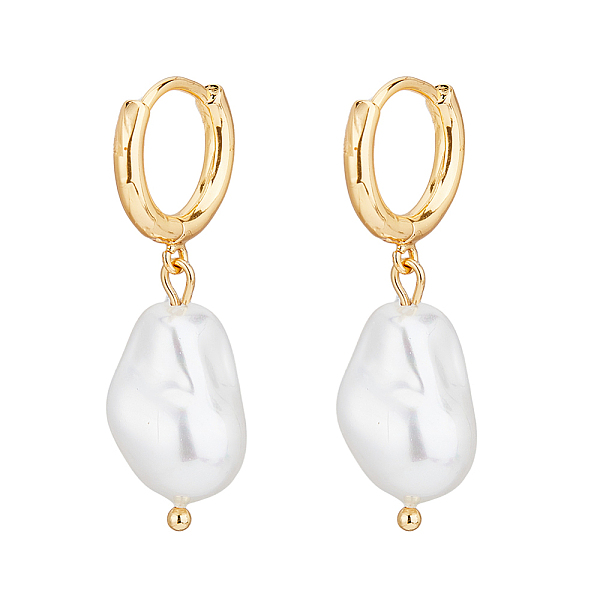 PandaHall FIBLOOM 1 Pair Plastic Pearl Dangle Hoop Earrings, Brass Earrings for Women, Golden, 36x15mm Plastic
PandaHall FIBLOOM 1 Pair Plastic Pearl Dangle Hoop Earrings, Brass Earrings for Women, Golden, 36x15mm Plastic