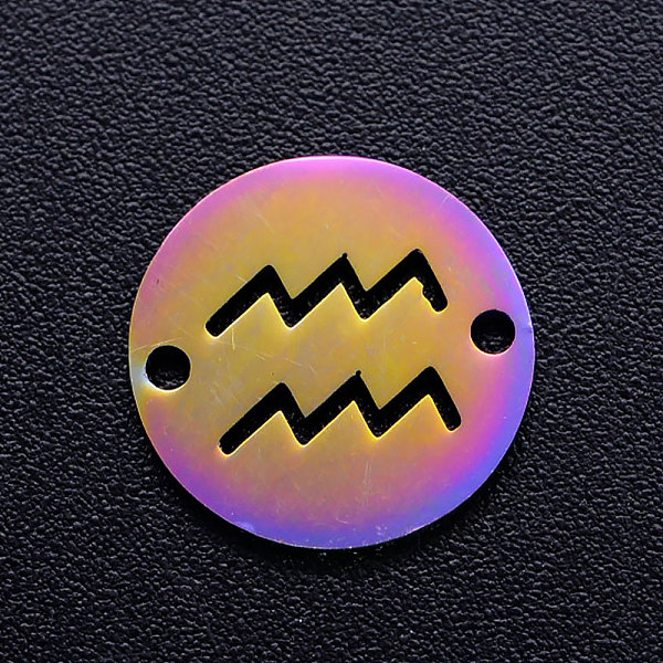PandaHall Ion Plating(IP) 201 Stainless Steel Links, Flat Round with Constellation/Zodiac Sign, Rainbow Color, Aquarius, 12x1mm, Hole: 1.2mm...
PandaHall Ion Plating(IP) 201 Stainless Steel Links, Flat Round with Constellation/Zodiac Sign, Rainbow Color, Aquarius, 12x1mm, Hole: 1.2mm...