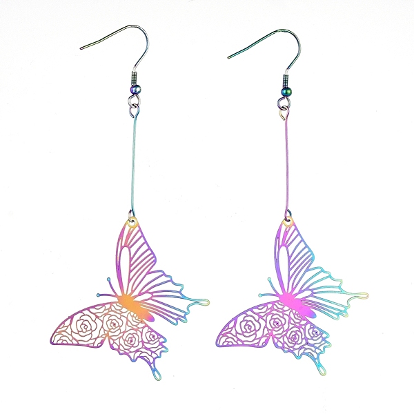 PandaHall 304 Stainless Steel Dangle Earrings, 201 Stainless Steel Filigree Pendants, Butterfly, Rainbow Color, 94mm, Pin: 0.7mm 201...
PandaHall 304 Stainless Steel Dangle Earrings, 201 Stainless Steel Filigree Pendants, Butterfly, Rainbow Color, 94mm, Pin: 0.7mm 201...