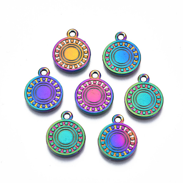 PandaHall Rainbow Color Alloy Pendants, Cadmium Free & Lead Free, Flat Round, 15x12x1.5mm, Hole: 1.6mm Alloy Flat Round
PandaHall Rainbow Color Alloy Pendants, Cadmium Free & Lead Free, Flat Round, 15x12x1.5mm, Hole: 1.6mm Alloy Flat Round
