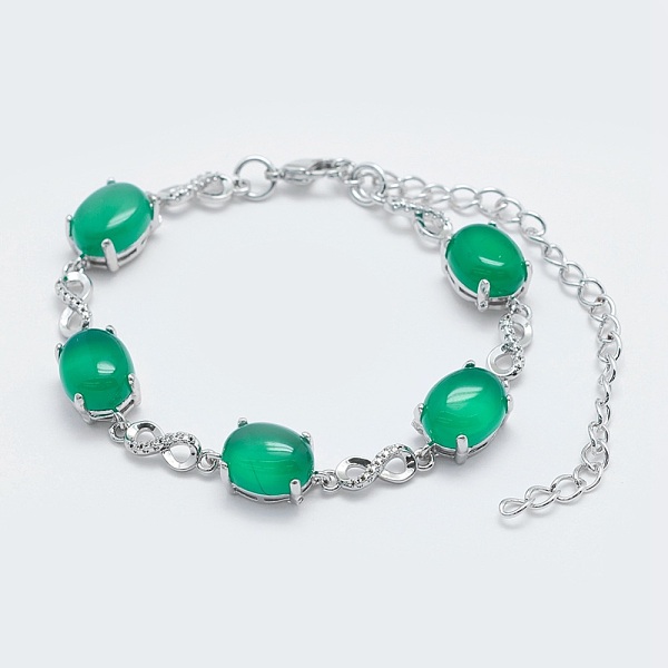 PandaHall Natural Green Onyx Agate Link Chain Bracelets, with Brass Findings, Real Platinum Plated, Oval and Infinity, 5-3/4 inch~6 inch...
PandaHall Natural Green Onyx Agate Link Chain Bracelets, with Brass Findings, Real Platinum Plated, Oval and Infinity, 5-3/4 inch~6 inch...