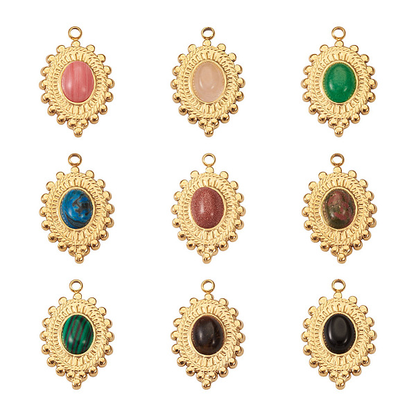 PandaHall Fashewelry 9Pcs 9 Style 304 Stainless Steel Pendants, with Natural & Synthetic Gemstone, Oval, Golden, 23.5x15x4~5mm, Hole: 1.8mm...
PandaHall Fashewelry 9Pcs 9 Style 304 Stainless Steel Pendants, with Natural & Synthetic Gemstone, Oval, Golden, 23.5x15x4~5mm, Hole: 1.8mm...