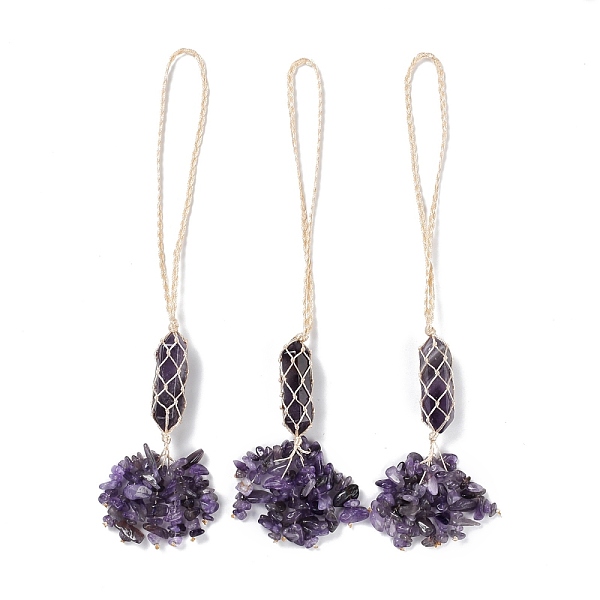PandaHall Natural Amethyst Reiki Healing Wall Hanging Pendant, Stones Tassels Fengshui Ornament, for Car Home Decoration, 230~240mm Amethyst...
PandaHall Natural Amethyst Reiki Healing Wall Hanging Pendant, Stones Tassels Fengshui Ornament, for Car Home Decoration, 230~240mm Amethyst...