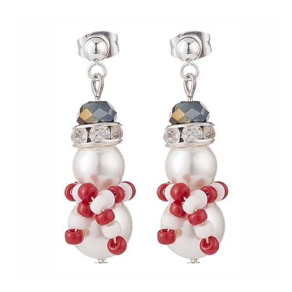 PandaHall Shell Pearl & Glass Braided Christmas Snowman Dangle Stud Earrings, 304 Stainless Steel Jewelry for Women, Red, 34mm, Pin: 0.8mm...
PandaHall Shell Pearl & Glass Braided Christmas Snowman Dangle Stud Earrings, 304 Stainless Steel Jewelry for Women, Red, 34mm, Pin: 0.8mm...