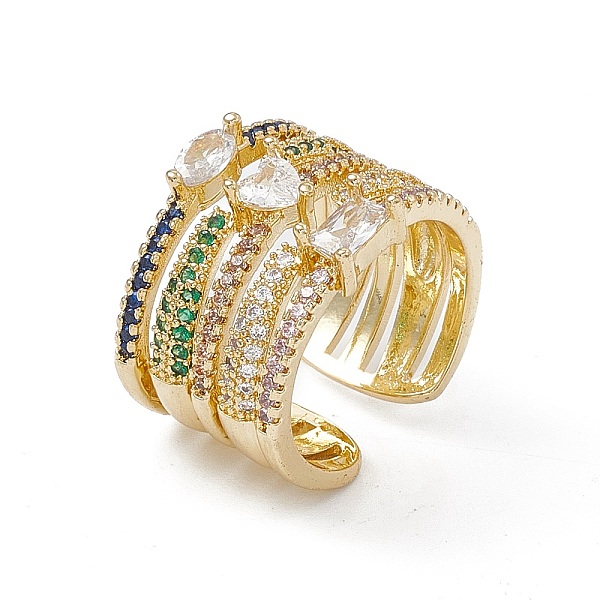 PandaHall Colorful Cubic Zirconia Rectangle & Heart Wide Open Cuff Ring, Rack Plating Brass Jewelry for Women, Cadmium Free & Lead Free...
PandaHall Colorful Cubic Zirconia Rectangle & Heart Wide Open Cuff Ring, Rack Plating Brass Jewelry for Women, Cadmium Free & Lead Free...