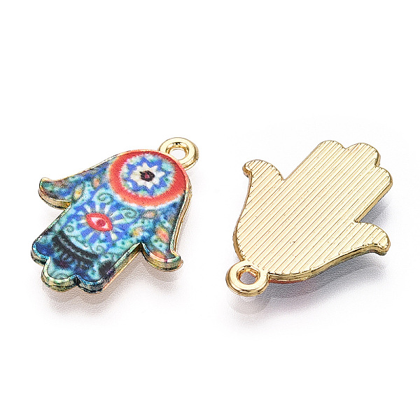 PandaHall Printed Light Gold Tone Alloy Pendants, Hamsa Hand with Eye Charms, Dodger Blue, 23x18x2mm, Hole: 1.4mm Alloy Hamsa Hand
PandaHall Printed Light Gold Tone Alloy Pendants, Hamsa Hand with Eye Charms, Dodger Blue, 23x18x2mm, Hole: 1.4mm Alloy Hamsa Hand