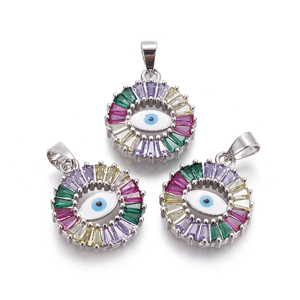 PandaHall Brass Enamel Pendant, with Cubic Zirconia, Flat Round with Evil Eye, Colorful, Platinum, 18x15.5x3mm, Hole: 4x5mm Brass+Cubic...
PandaHall Brass Enamel Pendant, with Cubic Zirconia, Flat Round with Evil Eye, Colorful, Platinum, 18x15.5x3mm, Hole: 4x5mm Brass+Cubic...
