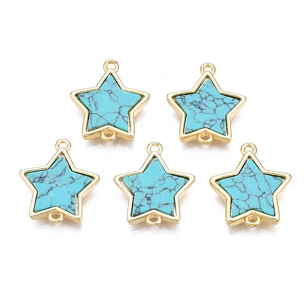 PandaHall Brass Connector Charms, with Synthetic Turquoise, Cadmium Free & Nickel Free & Lead Free, Real 18K Gold Plated, Star, Dark...
PandaHall Brass Connector Charms, with Synthetic Turquoise, Cadmium Free & Nickel Free & Lead Free, Real 18K Gold Plated, Star, Dark...
