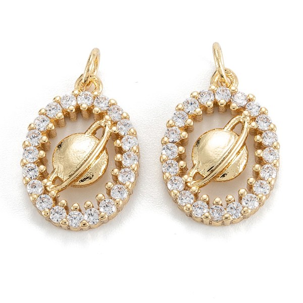 PandaHall Brass Micro Pave Clear Cubic Zirconia Pendants, Long-Lasting Plated, Oval with Planet, Real 18K Gold Plated, 18x12.5x3mm, Hole...
PandaHall Brass Micro Pave Clear Cubic Zirconia Pendants, Long-Lasting Plated, Oval with Planet, Real 18K Gold Plated, 18x12.5x3mm, Hole...