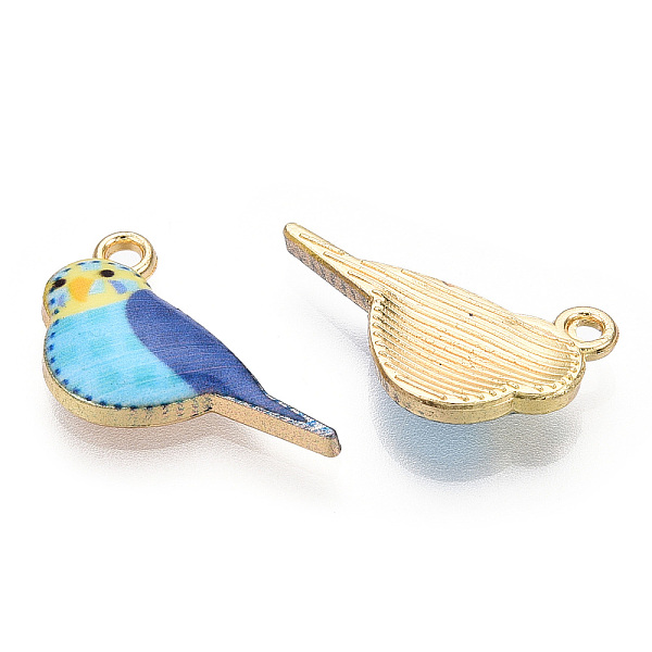 PandaHall Printed Alloy Pendants, Light Gold, Bird Charms, Light Sky Blue, 13.5x21x3.5mm, Hole: 1.8mm Alloy Bird
PandaHall Printed Alloy Pendants, Light Gold, Bird Charms, Light Sky Blue, 13.5x21x3.5mm, Hole: 1.8mm Alloy Bird