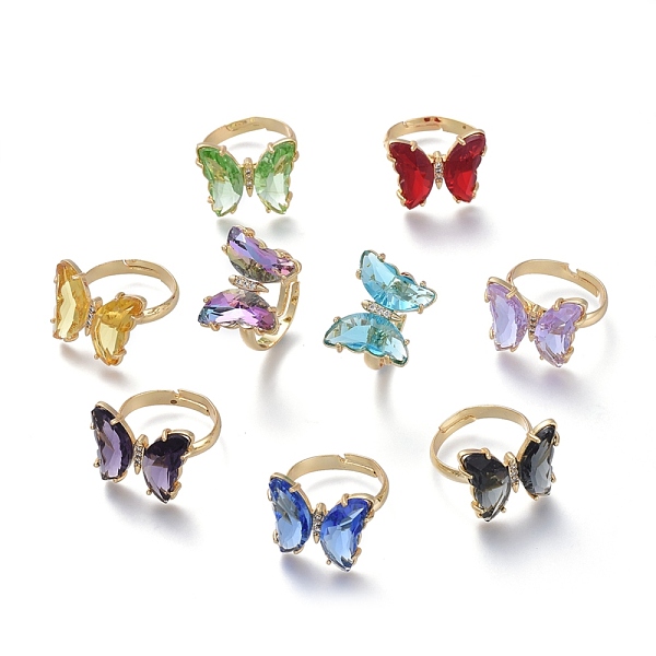 PandaHall Adjustable Brass Glass Finger Rings, with Clear Cubic Zirconia, Butterfly, Golden, Mixed Color, Size 7, Inner Diameter: 17mm..., Multicolor
PandaHall Adjustable Brass Glass Finger Rings, with Clear Cubic Zirconia, Butterfly, Golden, Mixed Color, Size 7, Inner Diameter: 17mm..., Multicolor