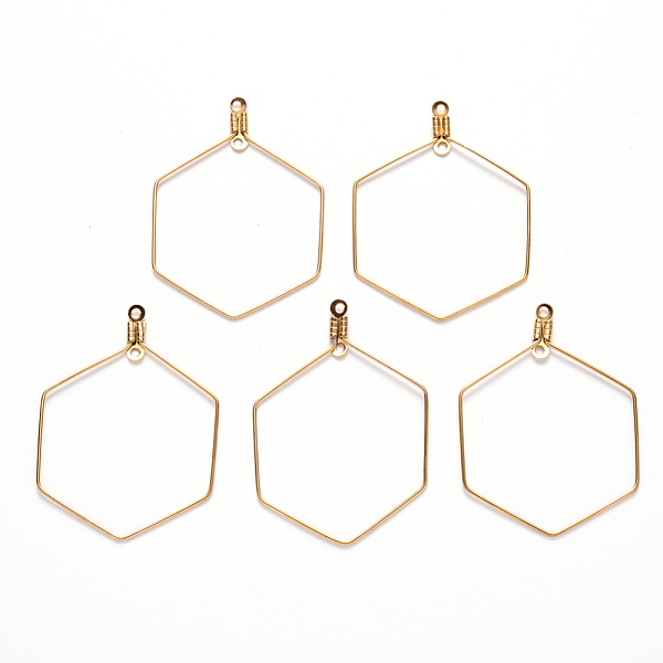 PandaHall Vacuum Plating 304 Stainless Steel Wire Pendants, Hoop Earring Findings, Hexagon, Golden, 22 Gauge, 40x30x0.6mm, Hole: 1.2mm 304...
PandaHall Vacuum Plating 304 Stainless Steel Wire Pendants, Hoop Earring Findings, Hexagon, Golden, 22 Gauge, 40x30x0.6mm, Hole: 1.2mm 304...
