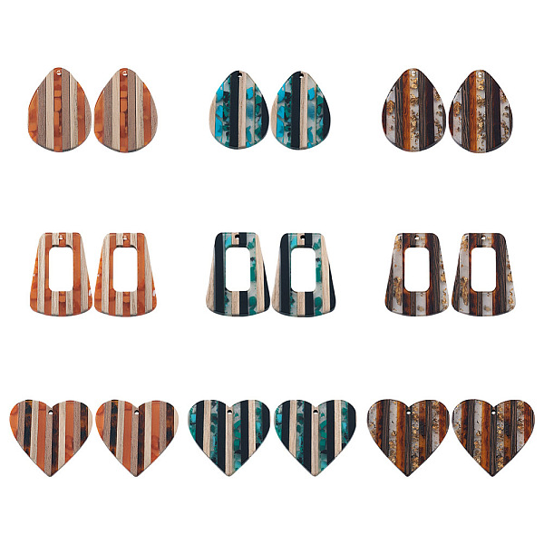 PandaHall Beadthoven 18Pcs 9 Style Resin & Walnut Wood Pendants, Mixed Shapes, Mixed Color, 36~38x26~39x3~3.5mm, Hole: 1.8~2mm, 2pcs/style..., Multicolor
PandaHall Beadthoven 18Pcs 9 Style Resin & Walnut Wood Pendants, Mixed Shapes, Mixed Color, 36~38x26~39x3~3.5mm, Hole: 1.8~2mm, 2pcs/style..., Multicolor