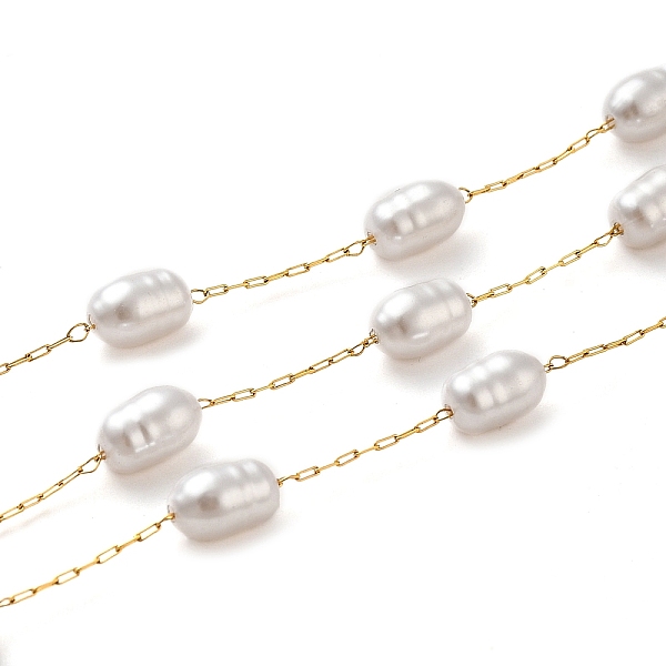 PandaHall Oval Plastic Pearl Beaded Link Chains, with Ion Plating(IP) 304 Stainless Steel Paperclip Chains, Soldered, with Spool, Golden..., White
PandaHall Oval Plastic Pearl Beaded Link Chains, with Ion Plating(IP) 304 Stainless Steel Paperclip Chains, Soldered, with Spool, Golden..., White