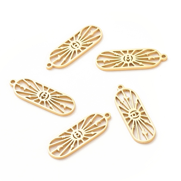 PandaHall 201 Stainless Steel Pendants, Oval with Eye & Moon & Star, Golden, 27x9x1.2mm, Hole: 1.5mm 201 Stainless Steel Oval
PandaHall 201 Stainless Steel Pendants, Oval with Eye & Moon & Star, Golden, 27x9x1.2mm, Hole: 1.5mm 201 Stainless Steel Oval