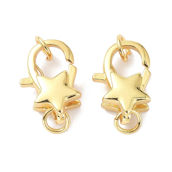 PandaHall Eco-Friendly Brass Lobster Claw Clasps, with Jump Ring, Star, Real 18K Gold Plated, 15.7x10.7x6mm Brass Star
PandaHall Eco-Friendly Brass Lobster Claw Clasps, with Jump Ring, Star, Real 18K Gold Plated, 15.7x10.7x6mm Brass Star