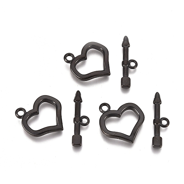 PandaHall 304 Stainless Steel Toggle Clasps, Heart, Electrophoresis Black, Heart: 20x18x2.6mm, Hole: 2.4mm, Bar: 7.5x23.4x2.6mm, Hole: 2mm...
PandaHall 304 Stainless Steel Toggle Clasps, Heart, Electrophoresis Black, Heart: 20x18x2.6mm, Hole: 2.4mm, Bar: 7.5x23.4x2.6mm, Hole: 2mm...