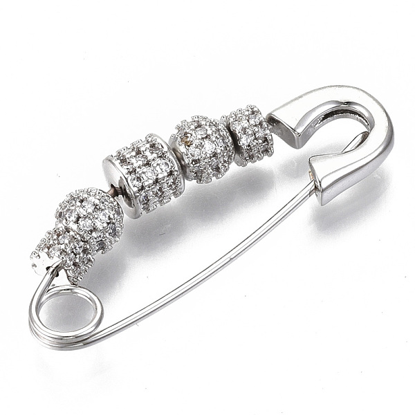PandaHall Brass Micro Pave Cubic Zirconia Safety Pins, Nickel Free, Clear, Real Platinum Plated, 37~38x14x5.5mm, Hole: 4mm, Pin: 1mm Brass...
PandaHall Brass Micro Pave Cubic Zirconia Safety Pins, Nickel Free, Clear, Real Platinum Plated, 37~38x14x5.5mm, Hole: 4mm, Pin: 1mm Brass...