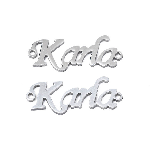 PandaHall 304 Stainless Steel Connector Charms, Word Karla, Stainless Steel Color, 9.5x25x1mm, Hole: 1.2mm 304 Stainless Steel Word
PandaHall 304 Stainless Steel Connector Charms, Word Karla, Stainless Steel Color, 9.5x25x1mm, Hole: 1.2mm 304 Stainless Steel Word