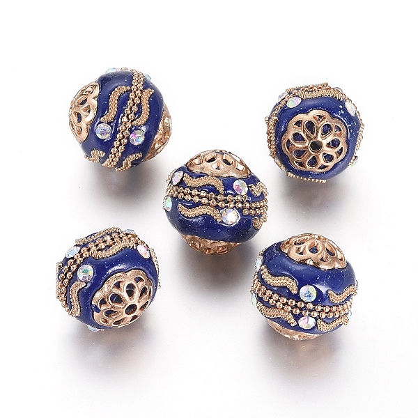 PandaHall Handmade Indonesia Beads, with Rhinestone, Polymer Clay and Alloy Findings and Brass Chains, Round, Light Gold, Dark Blue, 18~19mm..., Clear
PandaHall Handmade Indonesia Beads, with Rhinestone, Polymer Clay and Alloy Findings and Brass Chains, Round, Light Gold, Dark Blue, 18~19mm..., Clear